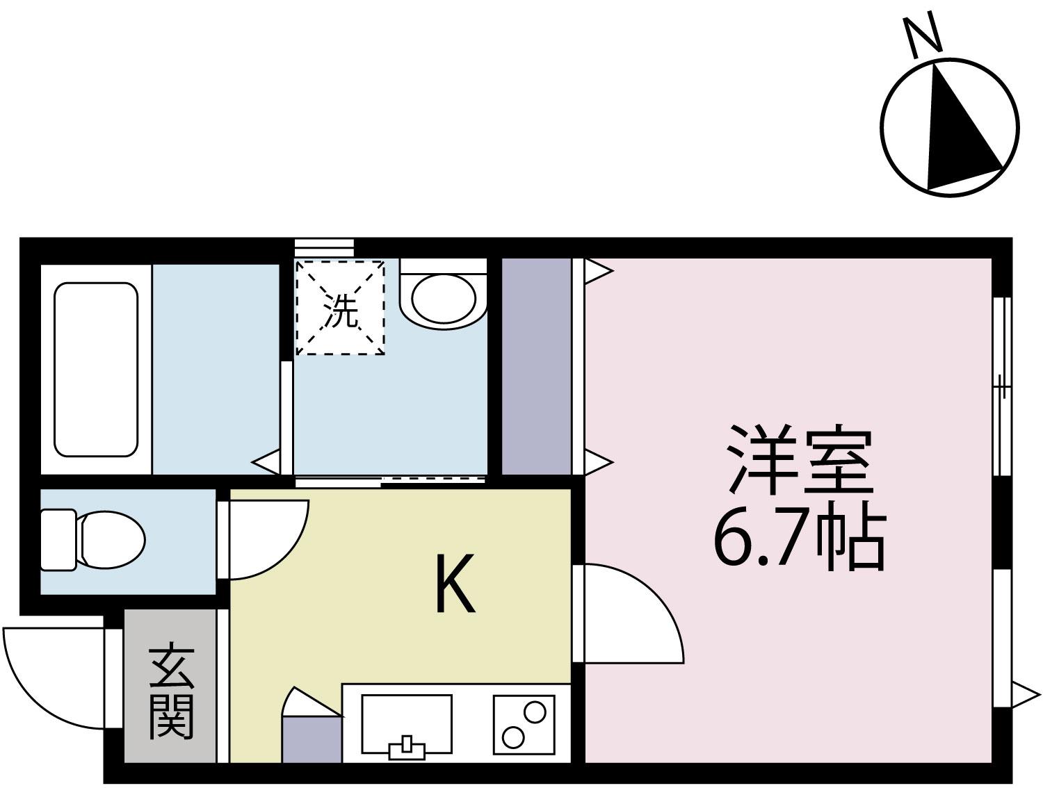 KAJ大井町(1K/1階)の間取り写真