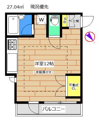 燦・パティオ(ワンルーム/2階)の間取り写真