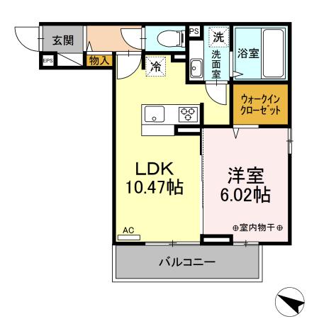 プラシードK(1LDK/3階)の間取り写真