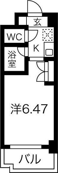 ブロンズ森島(1K/7階)の間取り写真
