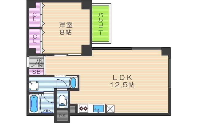 カサビアンカ(1LDK/7階)の間取り写真