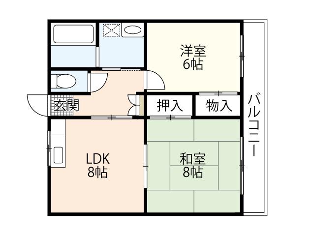 中本マンション(2LDK/1階)の間取り写真