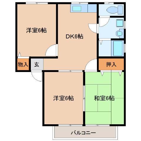 サングレース(3DK/2階)の間取り写真