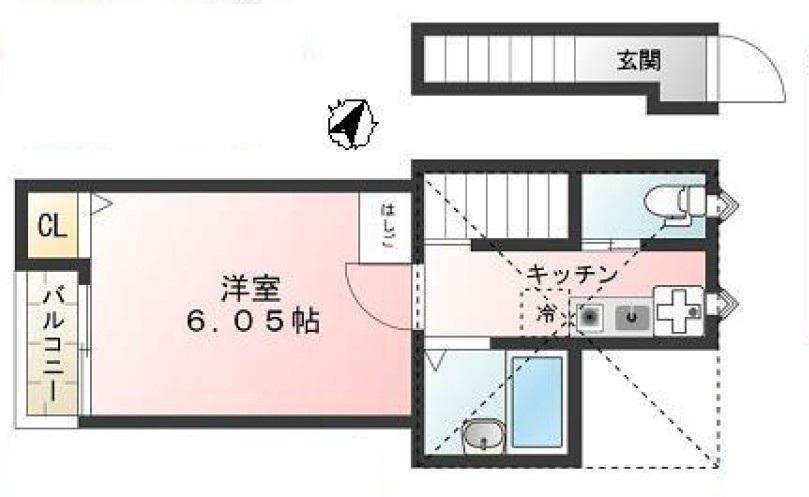 GLANZ王子ウエスト 203(1K/2階)の間取り写真