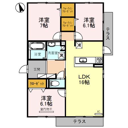 BELLE CEREZO 古曽部(3LDK/1階)の間取り写真