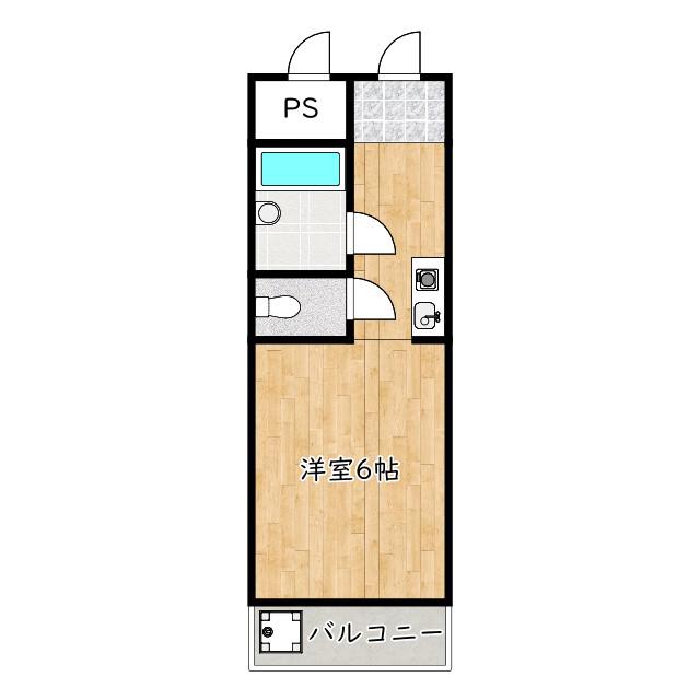 グレード小山(1K/2階)の間取り写真