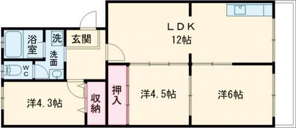 アクシスKAWASE(3LDK/3階)の間取り写真