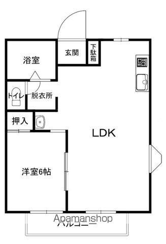 メゾン・アップル(1LDK/1階)の間取り写真