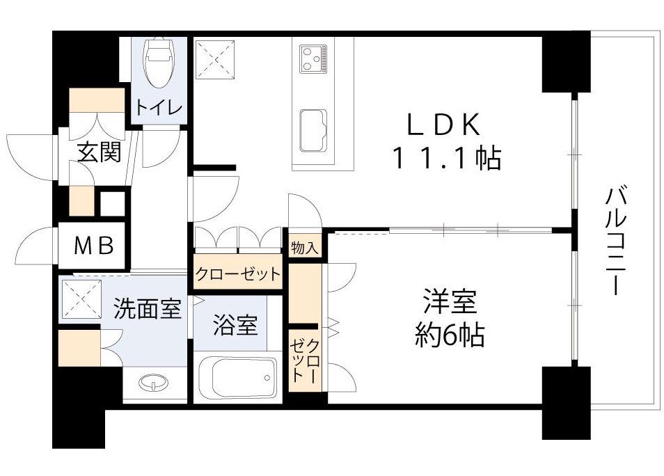 プレサンス本町ジョイス(1LDK/11階)の間取り写真