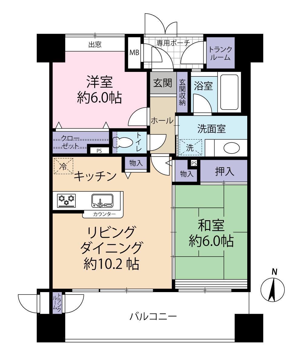Dクラディアいわき(2LDK/11階)の間取り写真