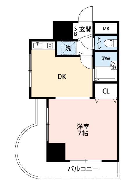 レジデンス川原(1DK/2階)の間取り写真