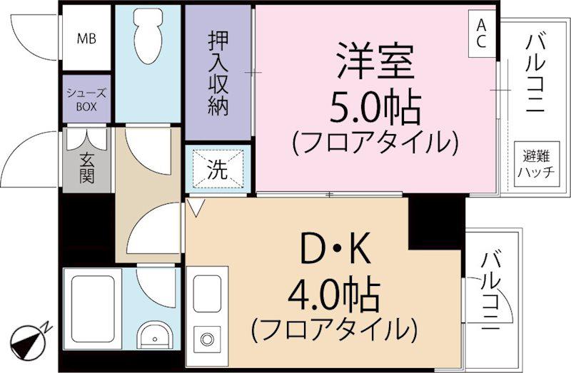 ペガサスマンション白楽(1DK/7階)の間取り写真