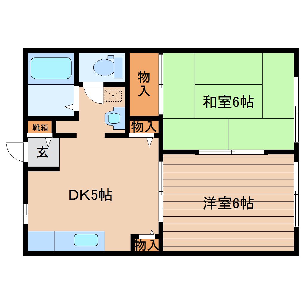 シャンボール吉岡C(2DK/1階)の間取り写真