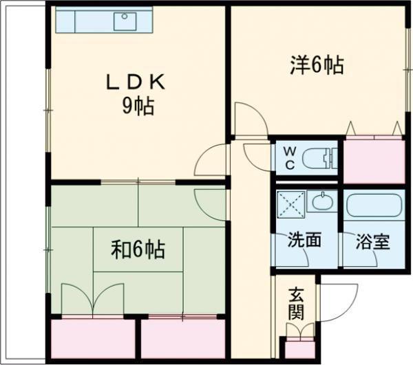 ディアコート(2LDK/2階)の間取り写真
