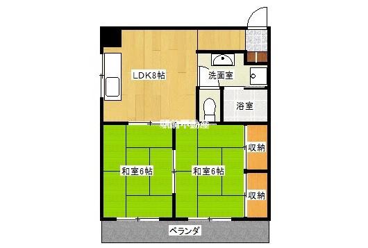 水城ビル(2DK/3階)の間取り写真