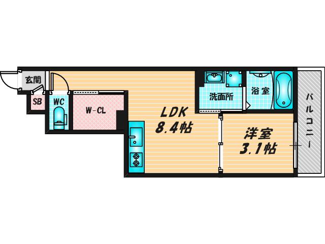 S-MOVE大阪鶴見(1LDK/2階)の間取り写真