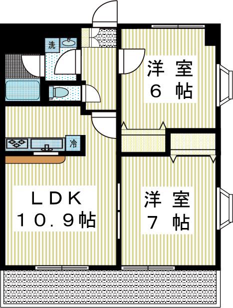 第3太田ビル(2LDK/2階)の間取り写真