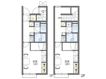 ＪＲ香椎線 酒殿駅 徒歩40分 2階建 築20年(1K/2階)の間取り写真