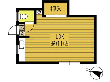 コーポ小屋松(ワンルーム/2階)の間取り写真