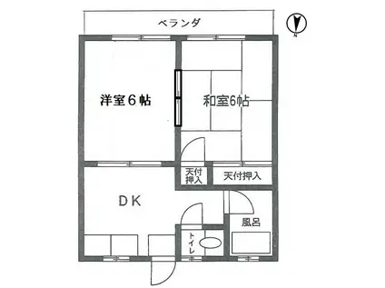 松平荘(2DK/2階)の間取り写真