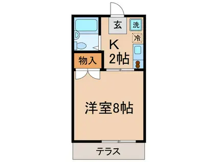 ハミングハイツ(1K/1階)の間取り写真