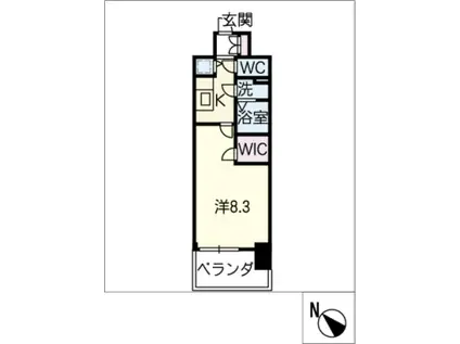 プレサンス栄ライズ(1K/11階)の間取り写真