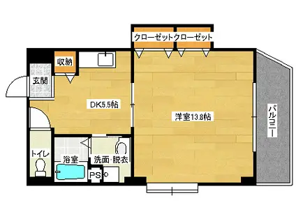 マハロリゾート(1DK/3階)の間取り写真