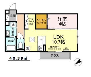 クロスコート(1LDK/1階)の間取り写真