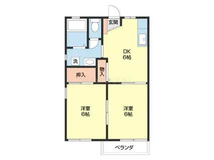 セキワガーデンハウス紀ノ川(2DK/2階)の間取り写真