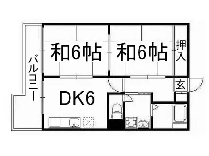 パールハイツイナリ(2DK/1階)の間取り写真