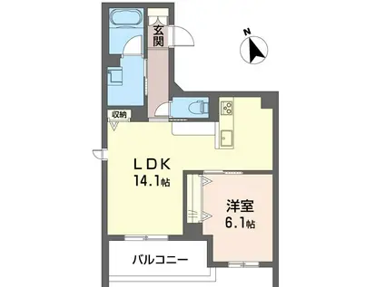 NISHISAN RESIDENCE(1LDK/2階)の間取り写真