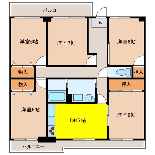 リバーサイド鎌倉(5DK/4階)の間取り写真