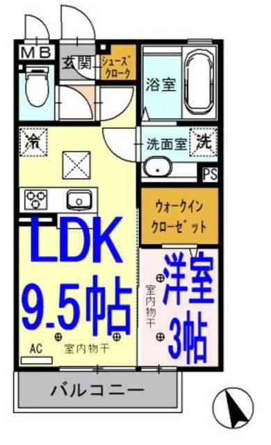 アルカサル(1LDK/2階)の間取り写真