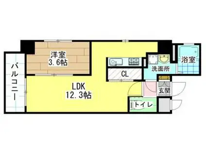 ERDE三萩野(1LDK/2階)の間取り写真