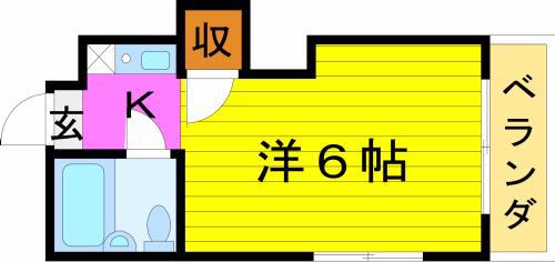 スカイコート(1K/3階)の間取り写真