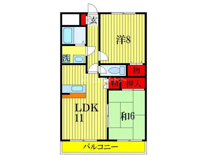 コモディ本郷(2LDK/4階)の間取り写真