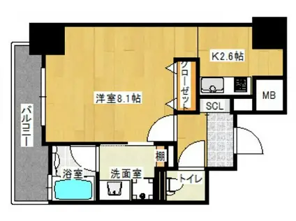 ラルステージ十日市(1K/3階)の間取り写真