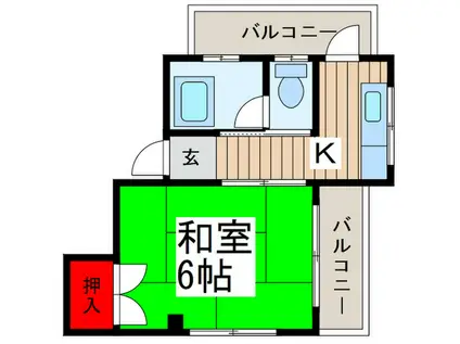 信田ハイツ(1K/2階)の間取り写真