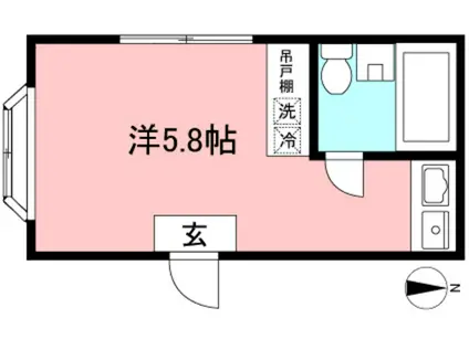 ドミール中和泉(ワンルーム/1階)の間取り写真
