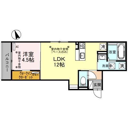 D-RESIDENCE瓢箪町(1LDK/1階)の間取り写真