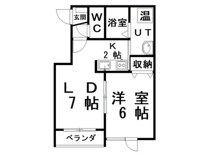 ハピネスハイムIII(1LDK/2階)の間取り写真