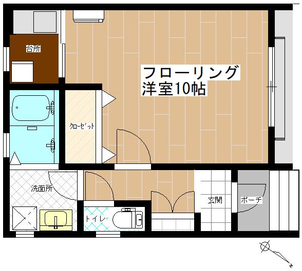 新坂ハウス(1K/1階)の間取り写真