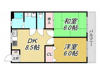 第6豊マンション(2DK/2階)の間取り写真