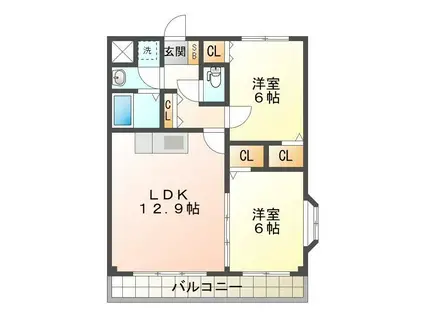 エクシヴ22(2LDK/3階)の間取り写真