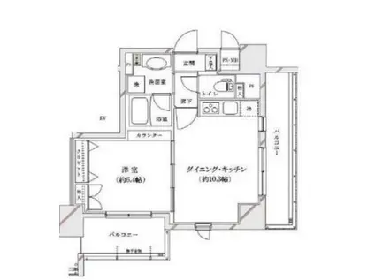 ライジングプレイス浅草弐番館(1LDK/2階)の間取り写真