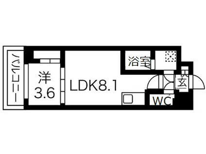 リヴィアス神戸LAMER(1LDK/1階)の間取り写真