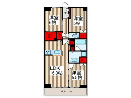 プラウドシティ武蔵浦和ステーションアリーナ(3LDK/5階)の間取り写真