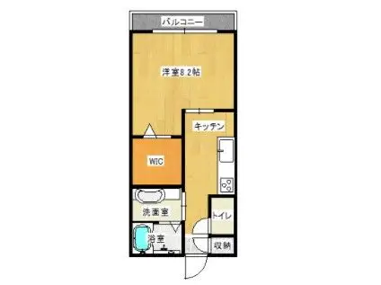 チアフルビューティ黒髪III(1K/3階)の間取り写真