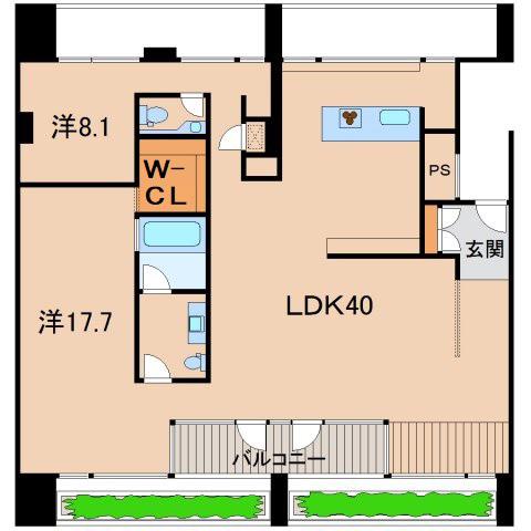 WAJIMA十番丁(2LDK/10階)の間取り写真