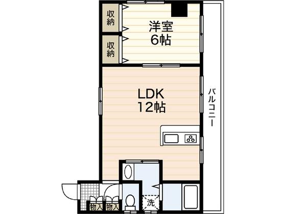 シャインブライト桑田(1LDK/4階)の間取り写真